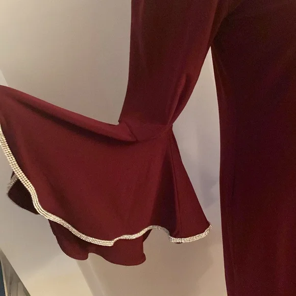 Badgley Mischka studio size small dress maroon with silver stones - Picture 2 of 15